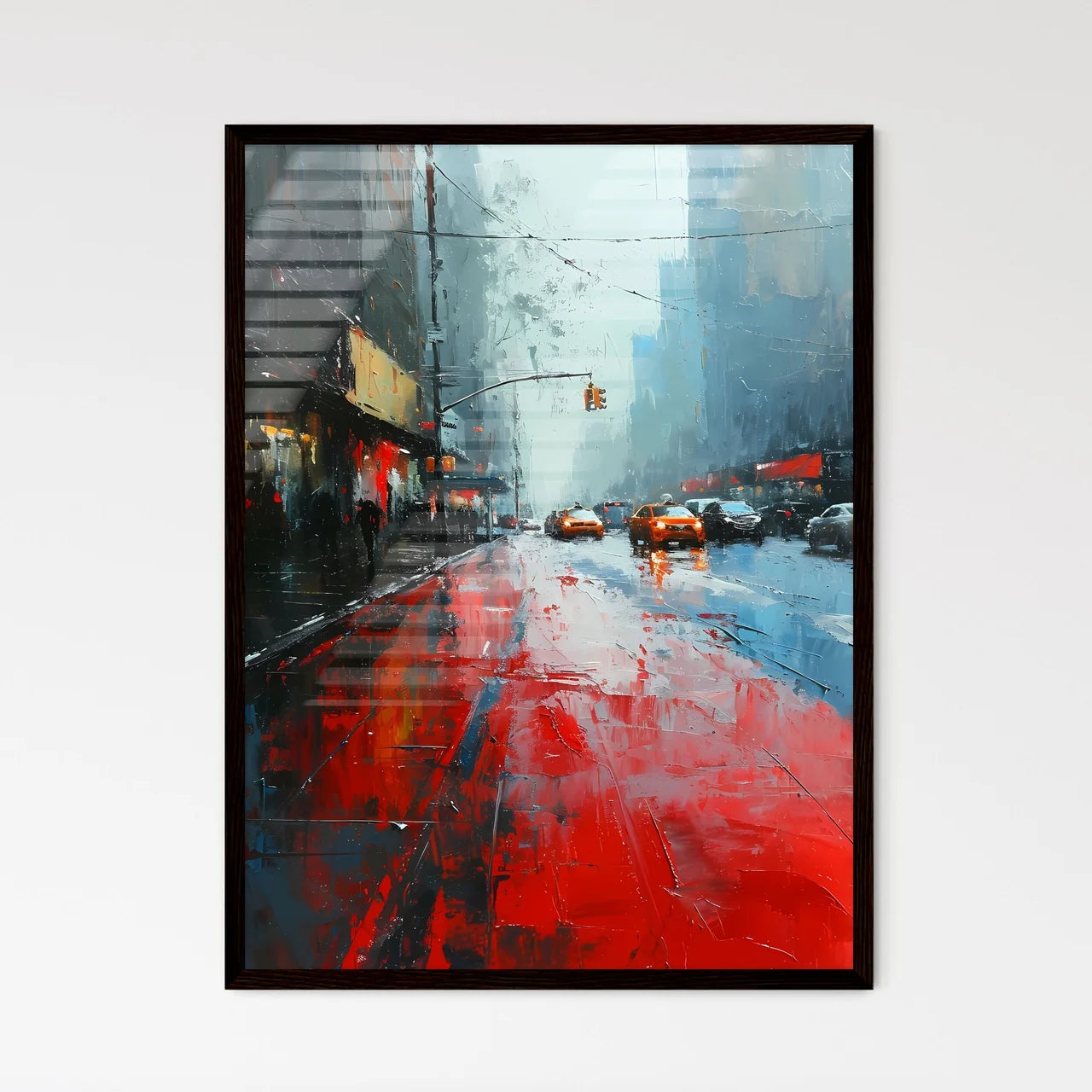 A Poster of art style ny city - A Street With Cars On It Framed Art