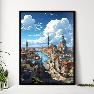 A Poster of the roofs of berlin skyline - A City With A River And Buildings