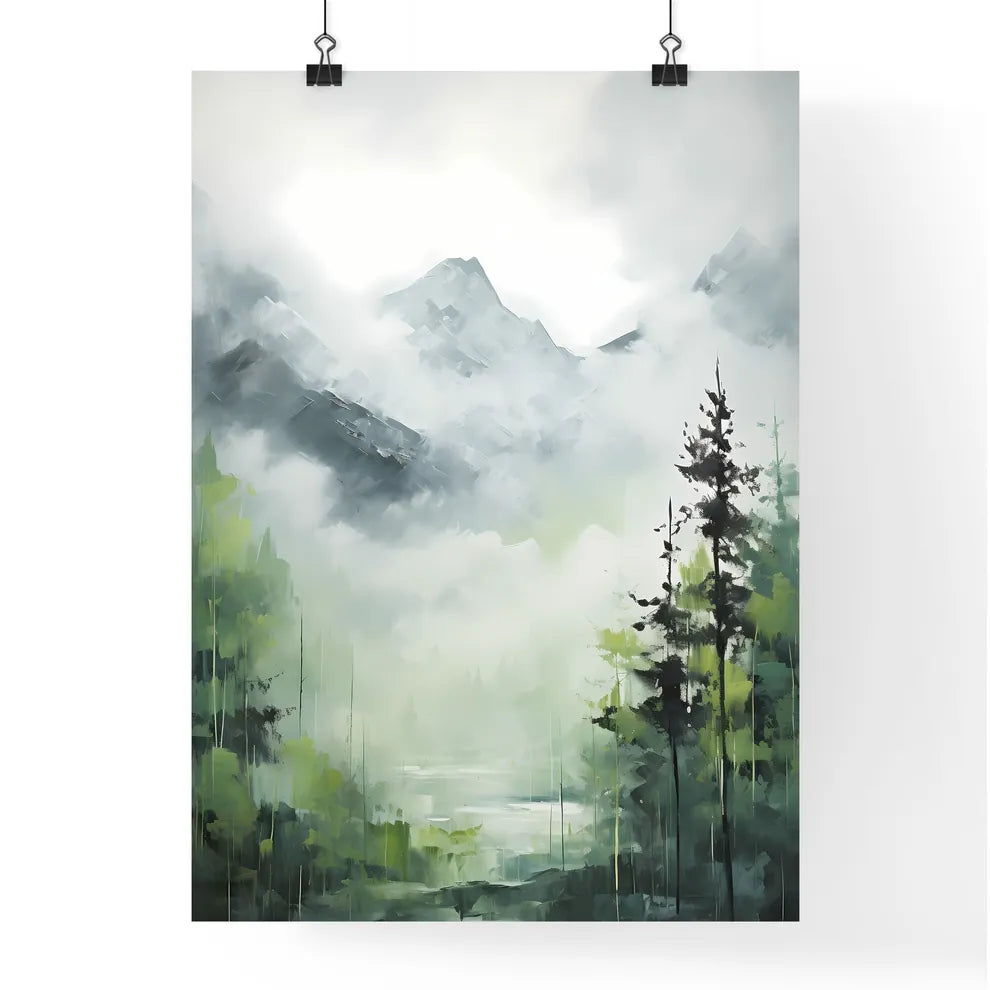 A Poster of painting of mountain side in spr Poster