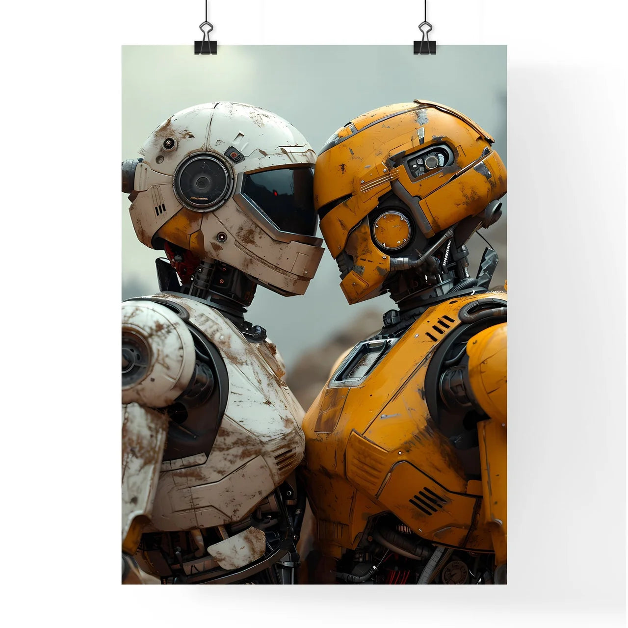 A Poster of an alien and a robot in love - T Poster