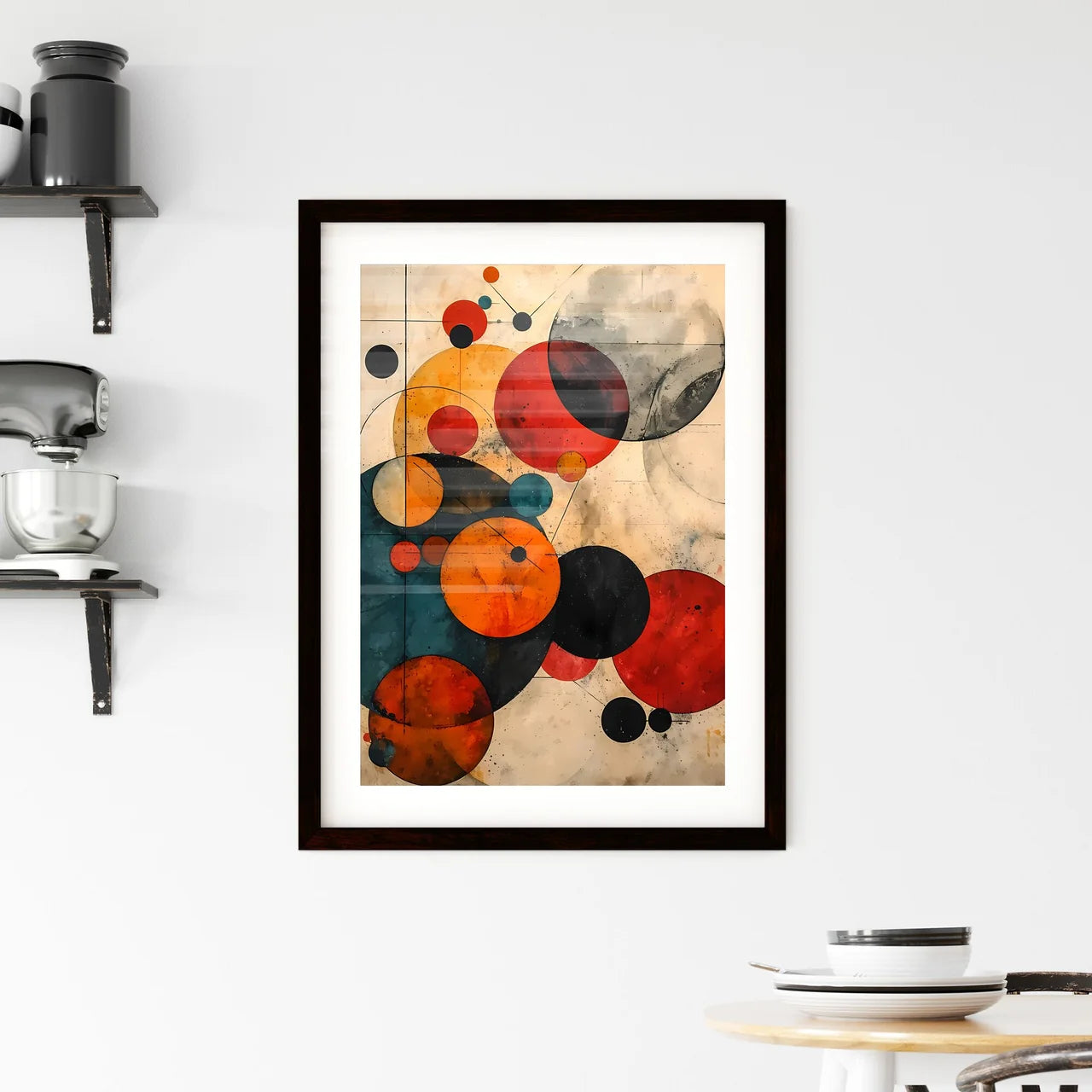 A Poster of Neutral Beige Mid Century Modern Framed Print