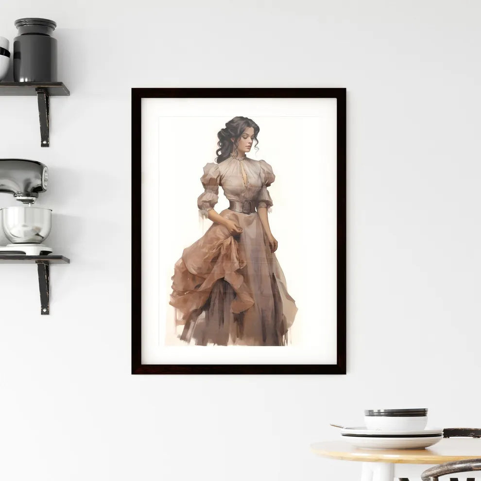 A Poster of Beautiful victorian dress - A Wo Framed Print