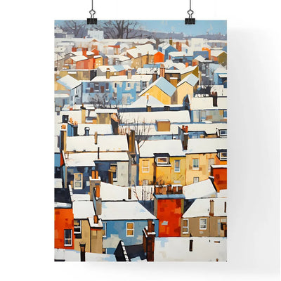 A Poster of snowy urban roofs of london - A Group Of Buildings Covered In Snow
