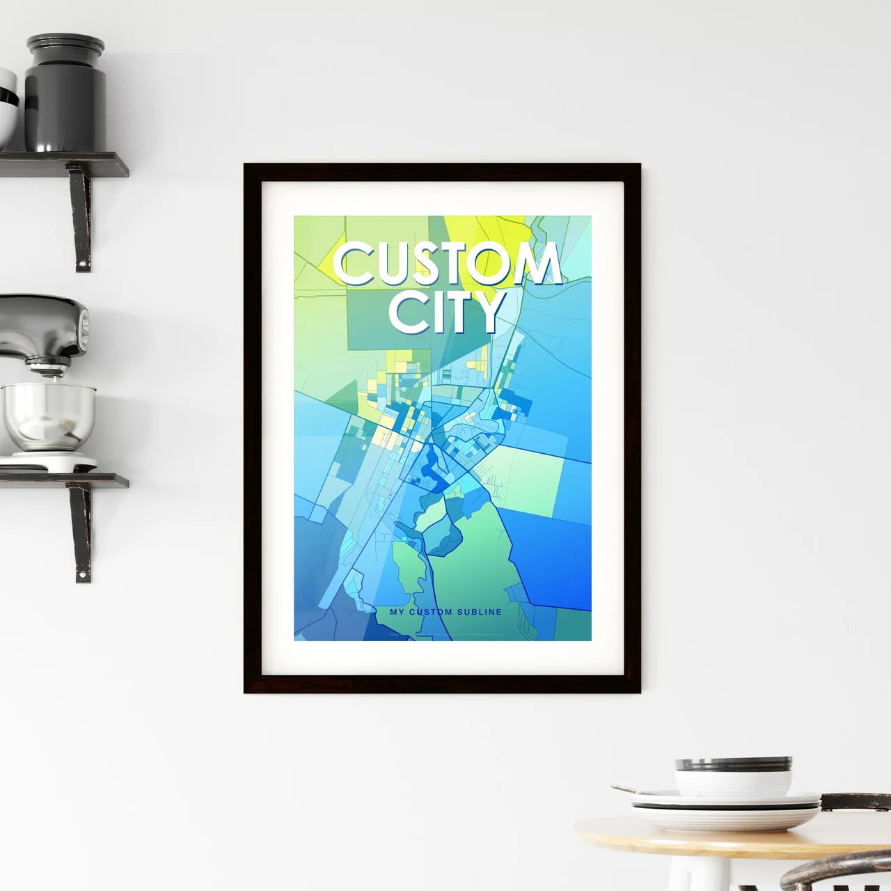 Custom DEEP BLUE City Map - Design your own map poster now!