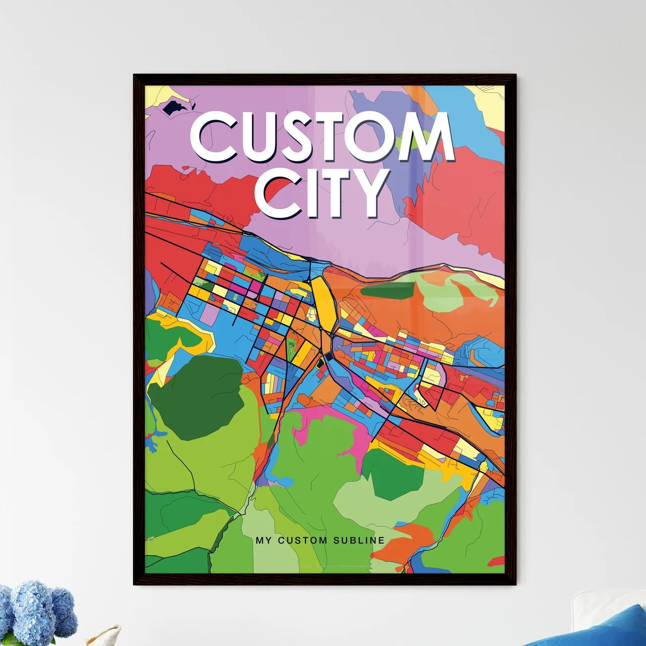 Custom VIBRANT CRAZY COLORFUL Map - Design your own map poster now!