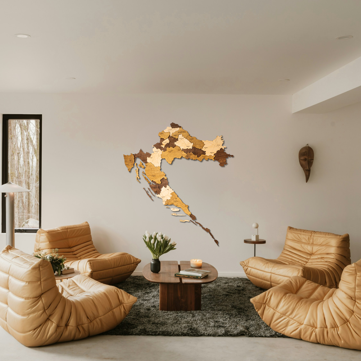 Rustic Wood Map of Croatia – Artistic Wall Art for Modern Interiors