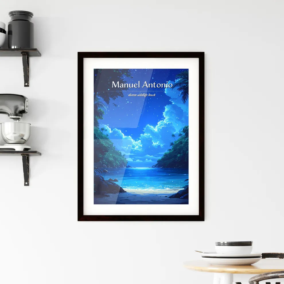 Manuel Antonio Beach - Art print of a blue s Framed Print