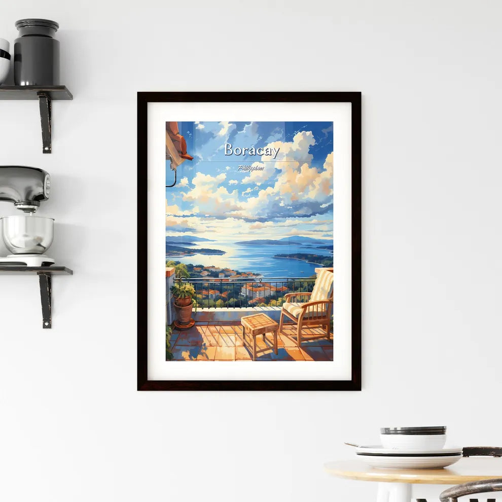 On the roofs of Boracay, Philippines - Art print of a chair on a balcony overlooking a body of water Custom Print