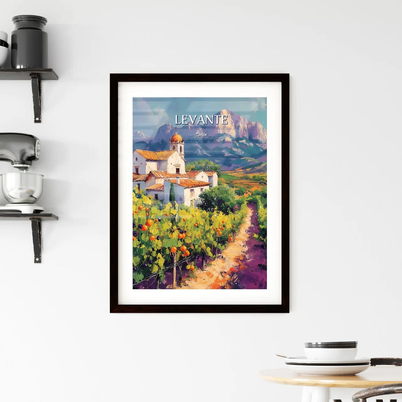 Levante, Spain - Art print of a painting of a house in a vineyard Custom Print