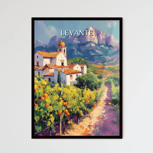 Levante, Spain - Art print of a painting of a house in a vineyard Framed Art