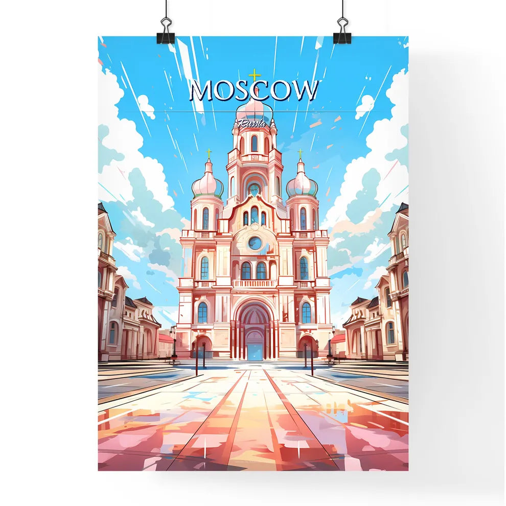 Moscow, Russia - Art print of a large building with a dome roof and a large courtyard Poster