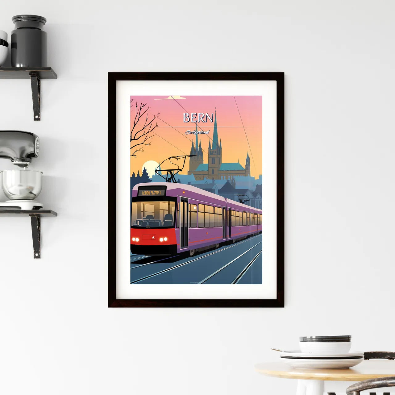 Bern, Switzerland - Art print of a train on the tracks Custom Print