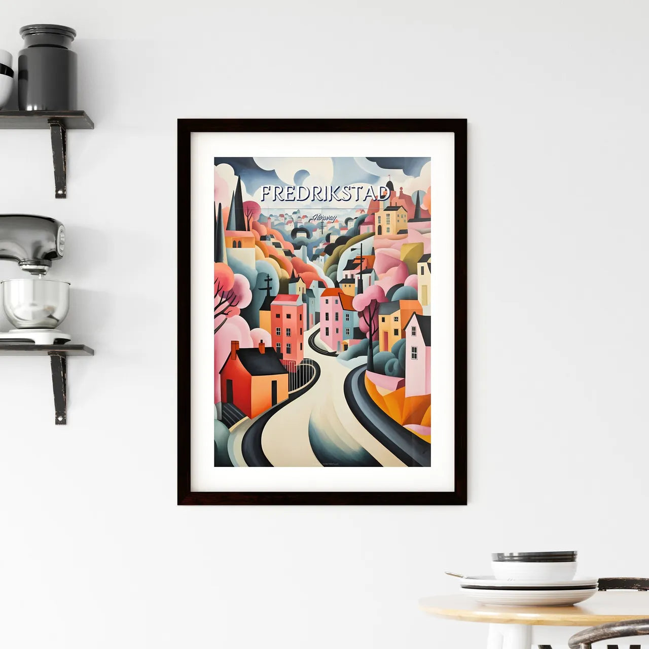 Fredrikstad, Norway - Art print of a painting of a town Custom Print