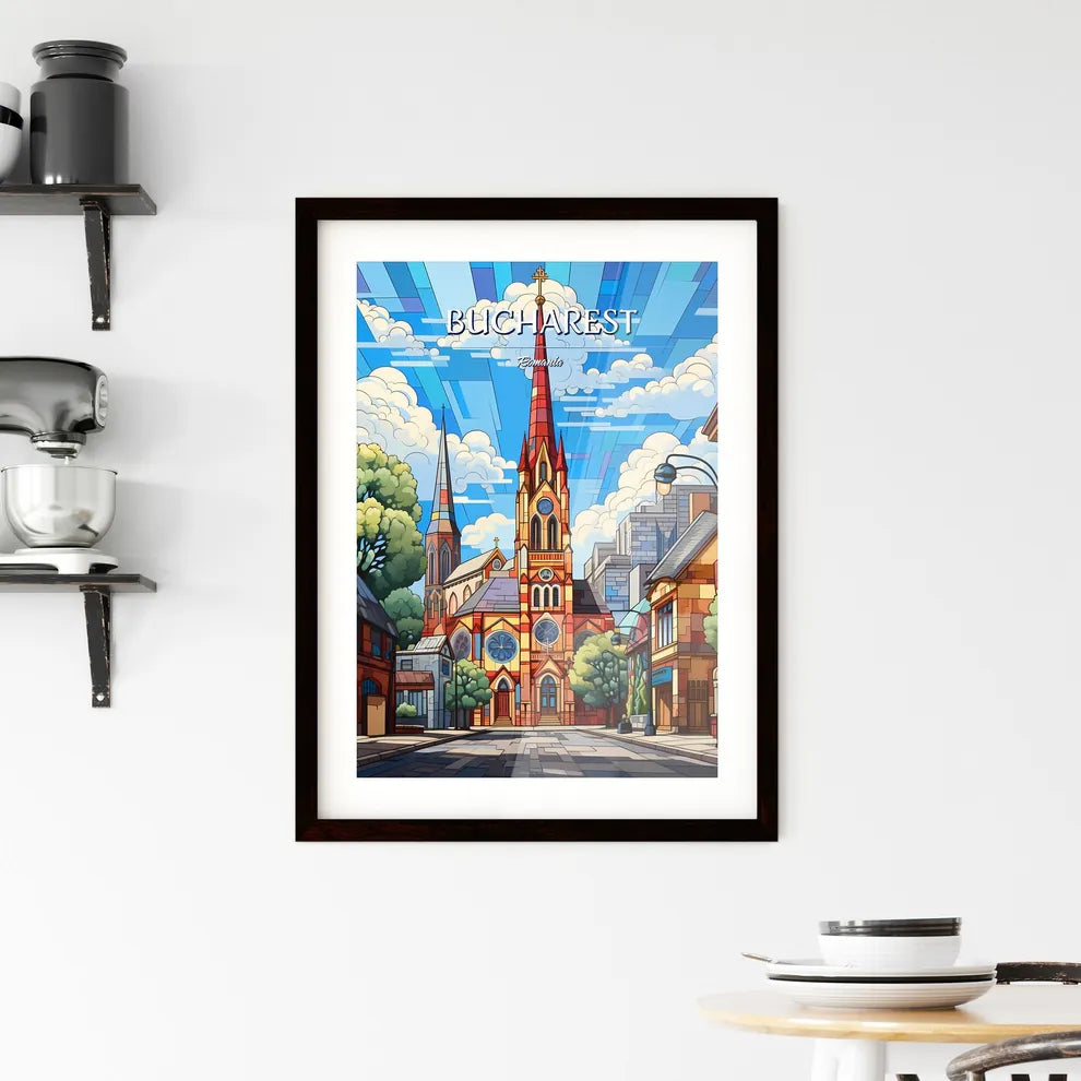 Bucharest, Romania - Art print of a church in a city Custom Print