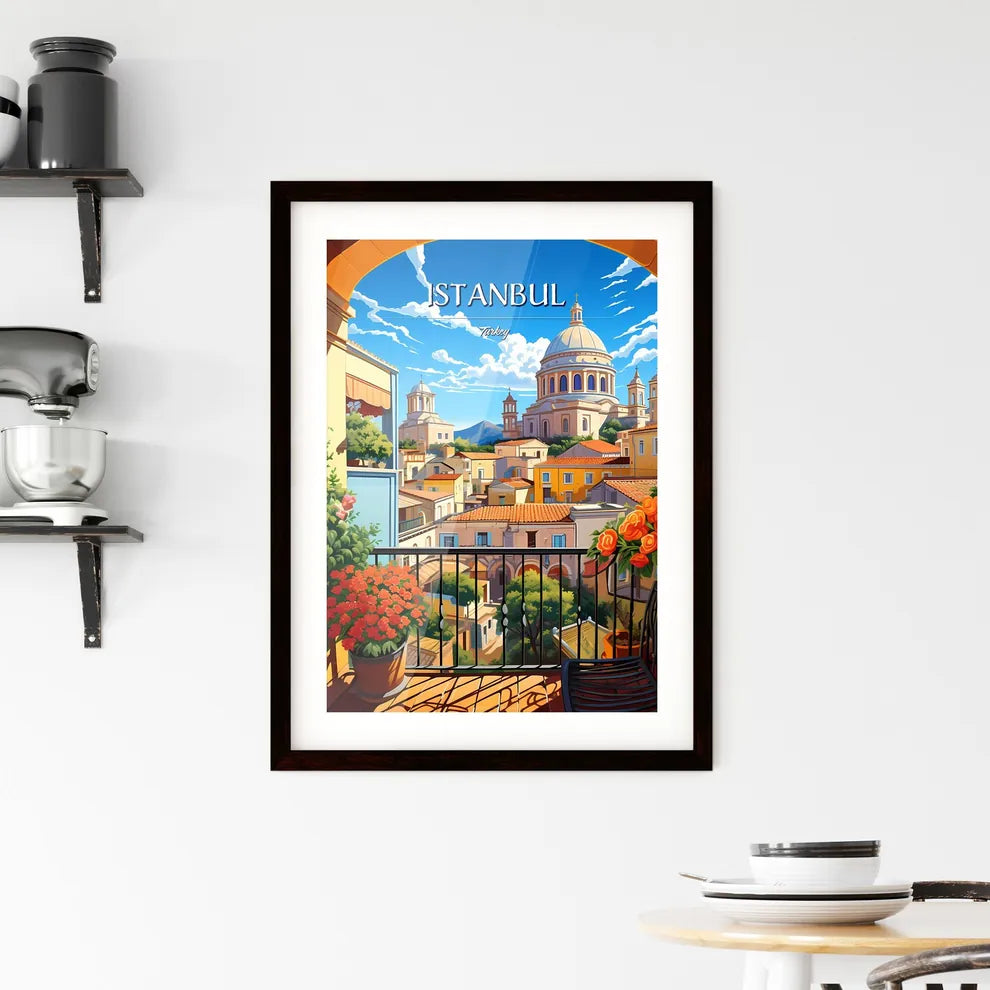 Istanbul, Turkey - Art print of a balcony with a view of a city Custom Print