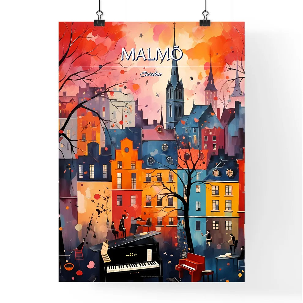Malmö, Sweden, - Art print of a painting of a city Poster
