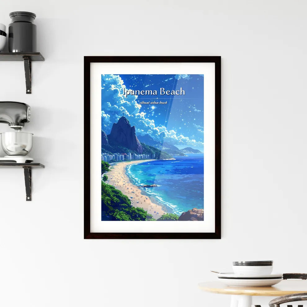 Ipanema Beach - Art print of a beach with Framed Print