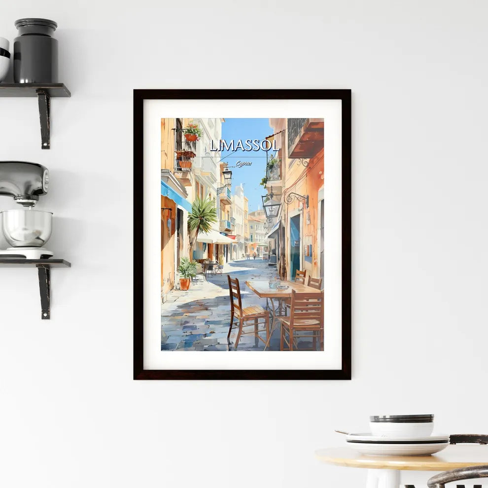 Limassol, Cyprus - Art print of a table and chairs in a street Custom Print
