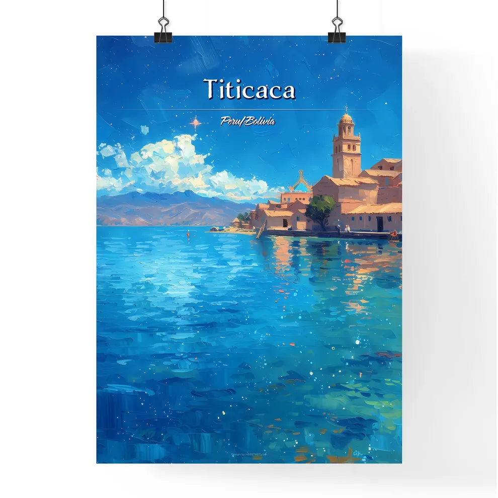 Titicaca, Peru/Bolivia - Art print of a city next to a body of water Poster