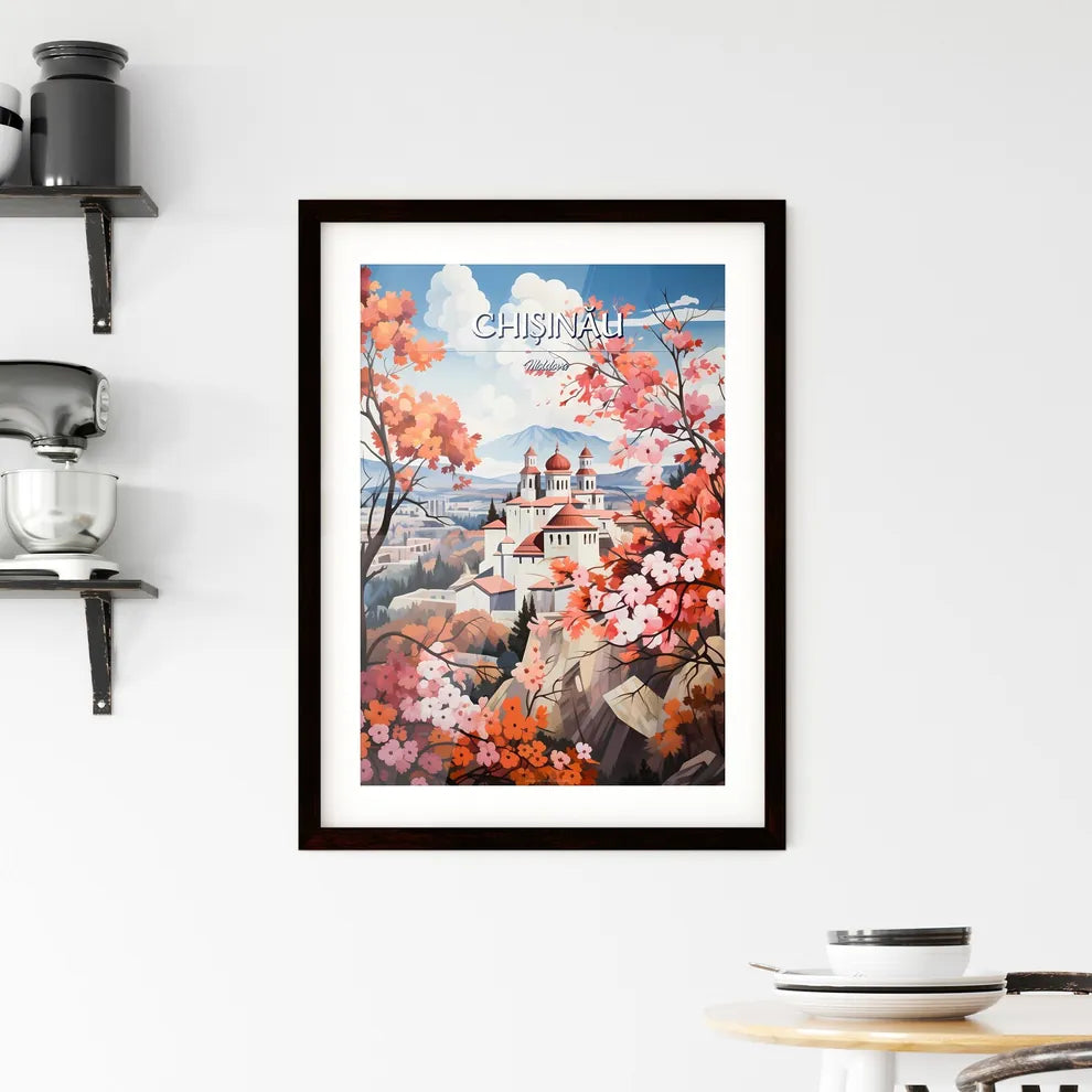 Chișinău, Moldova - Art print of a painting of a castle with red and pink flowers Custom Print