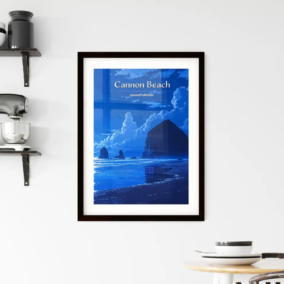 Cannon Beach - Art print of a large rock Framed Print