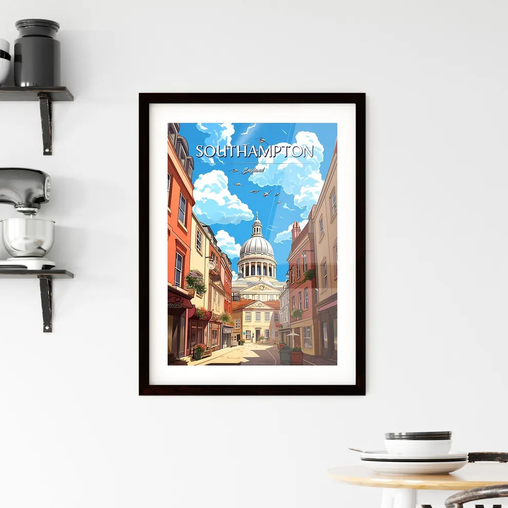 Southampton, England - Art print of a street with a dome and buildings Custom Print