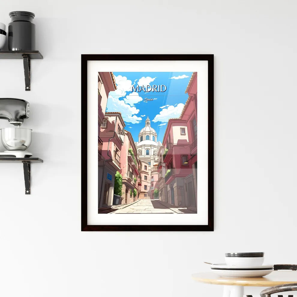 Madrid, Spain - Art print of a street with buildings and a dome Custom Print