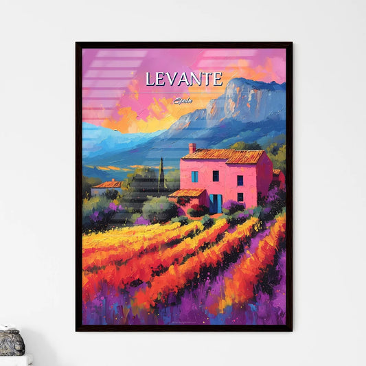 Levante, Spain - Art print of a painting of a house in a field of flowers Framed Art