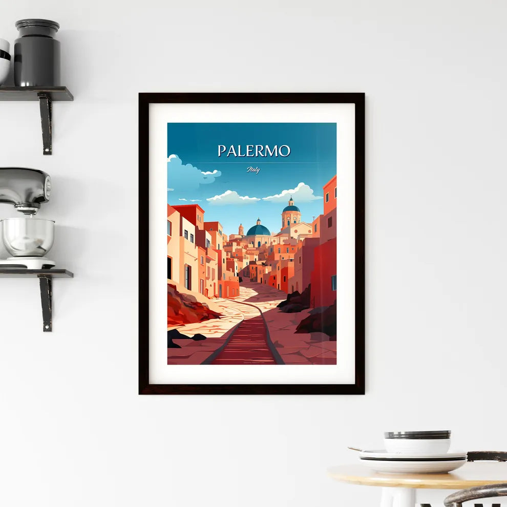 Palermo, Italy - Art print of a street with buildings and a blue sky Custom Print