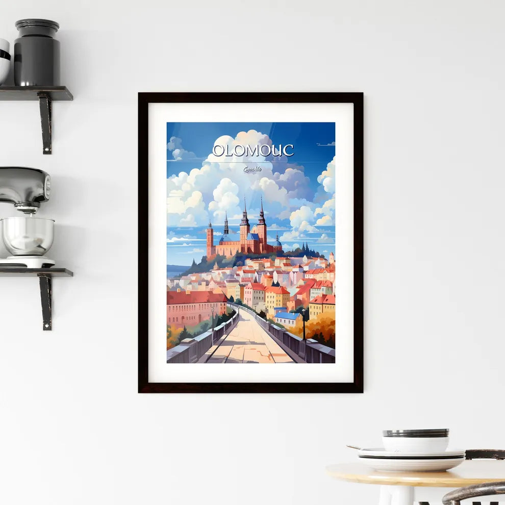 Olomouc, Czechia - Art print of a city with a castle on top Custom Print