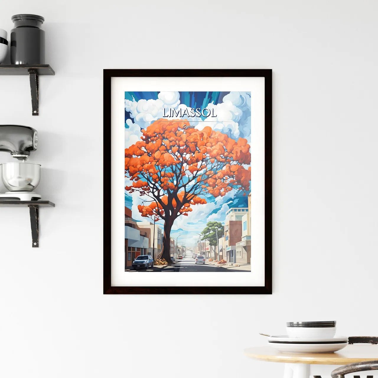Limassol, Cyprus - Art print of a tree on the street Custom Print