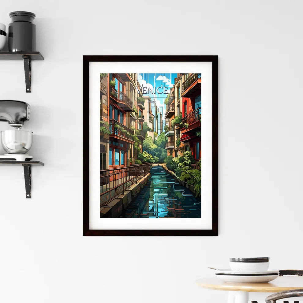 Venice, Italy - Art print of a water channel between buildings with French Quarter in the background Custom Print