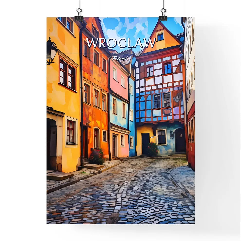Wroclaw, Poland - Art print of a street with colorful buildings Poster