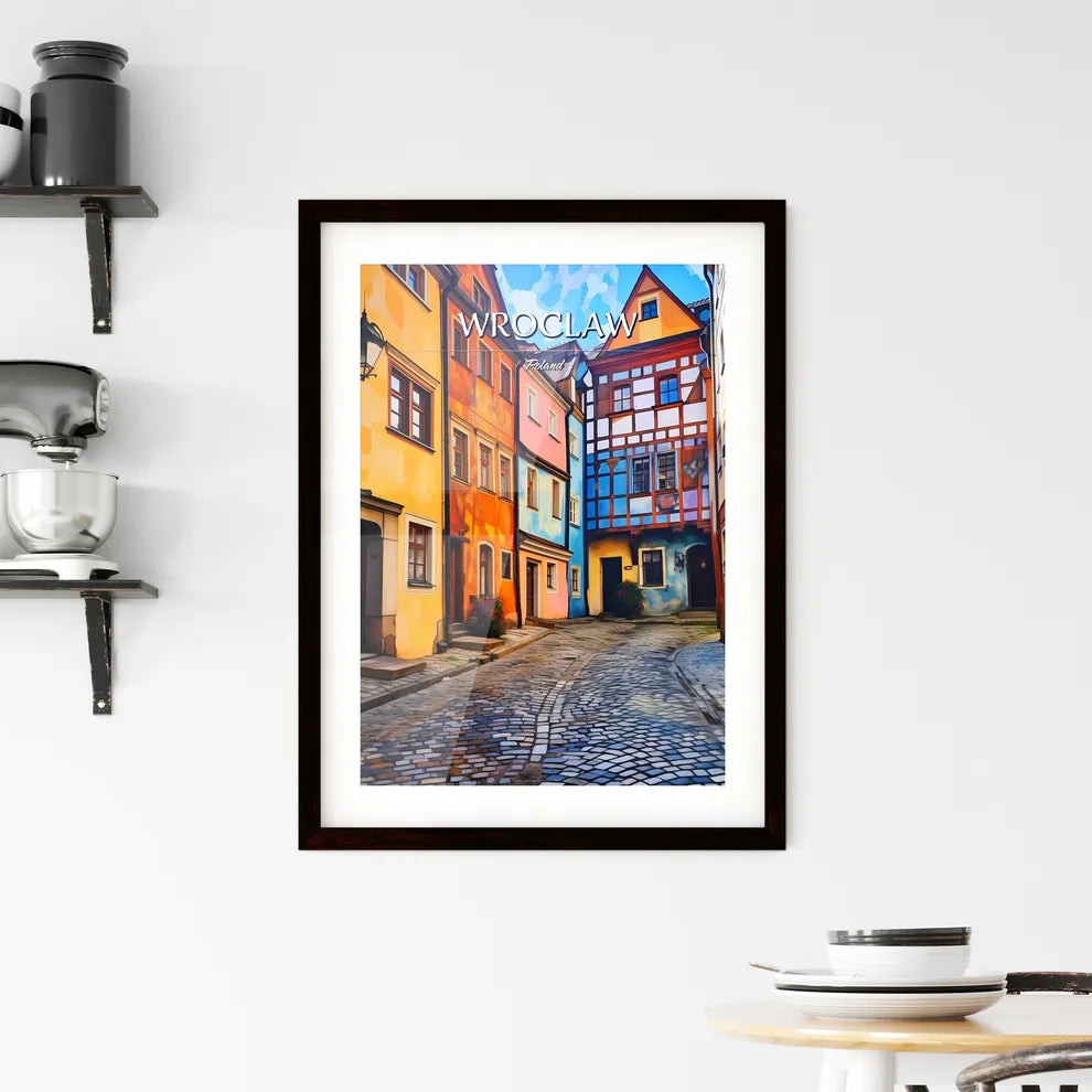 Wroclaw, Poland - Art print of a street with colorful buildings Custom Print