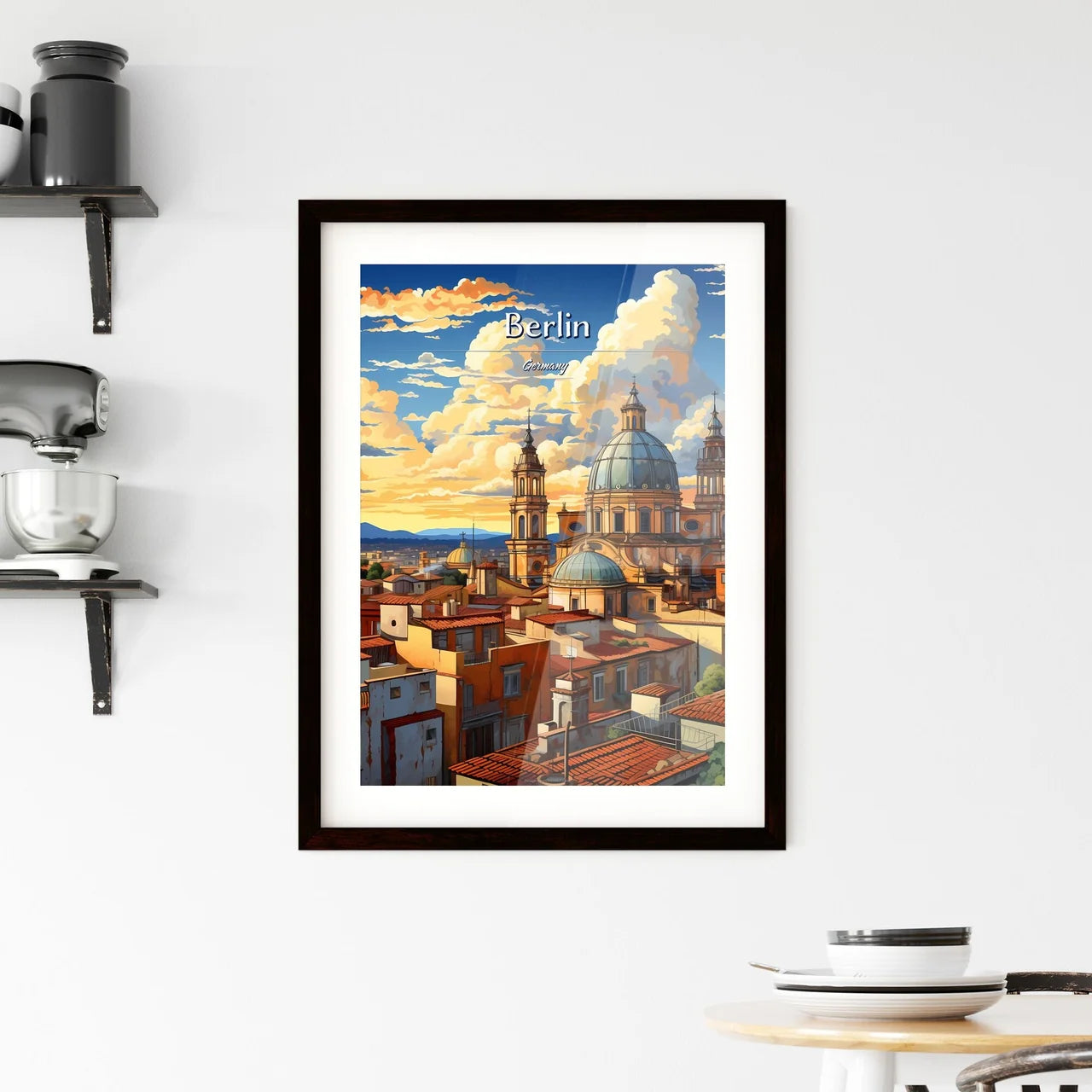 On the roofs of Berlin, Germany - Art print of a city with a dome and towers Custom Print