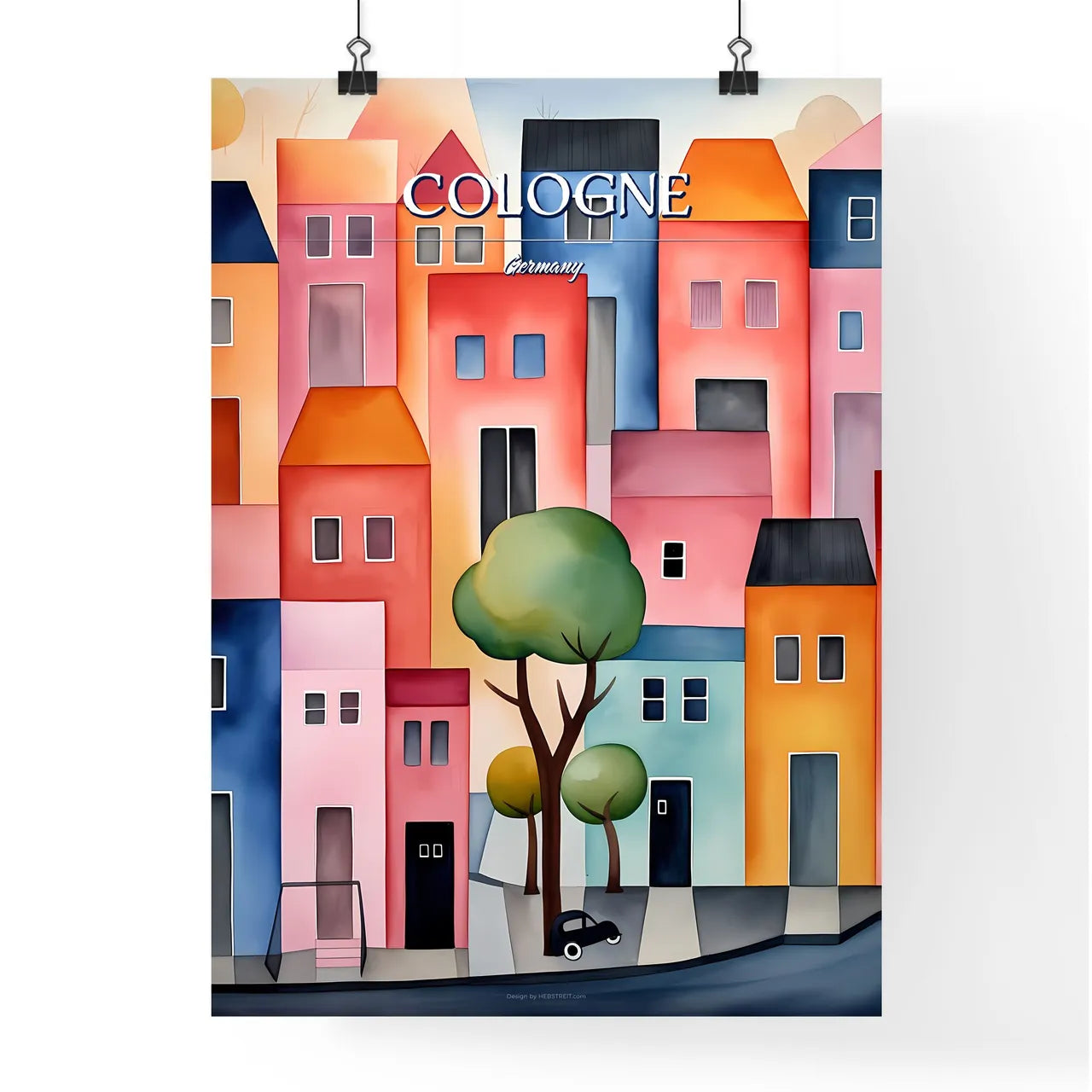 Cologne, Germany - Art print of a painting of a city Poster