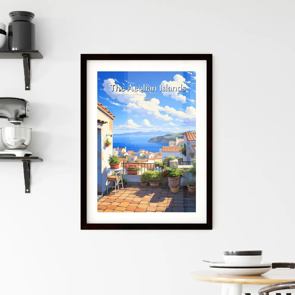 On the roofs of The Aeolian Islands, Italy - Art print of a view of a town from a balcony Custom Print