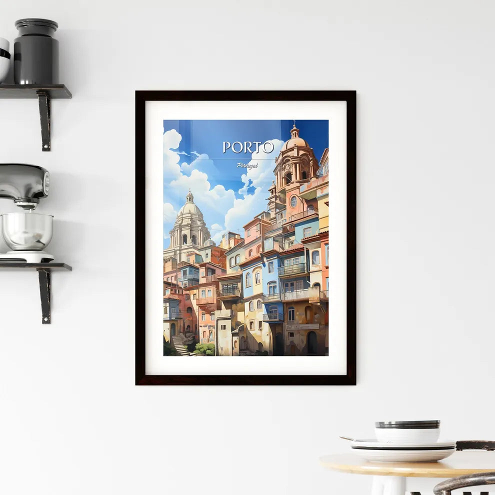 Porto, Portugal - Art print of a group of buildings with a dome on the top Custom Print