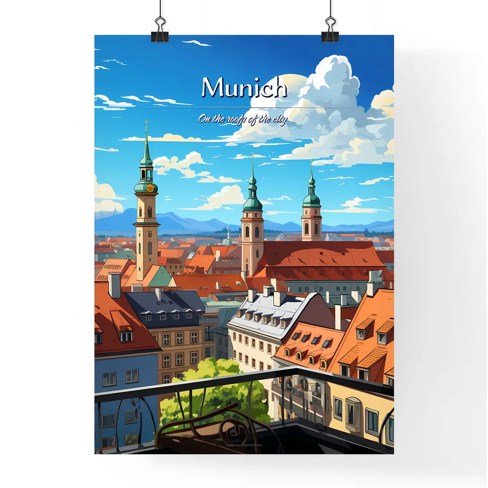 On the roofs of Munich - Art print of a rooftops of a city Poster