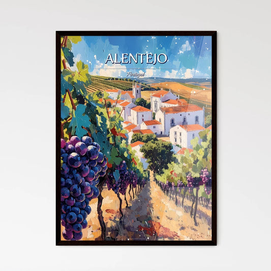 Alentejo, Portugal - Art print of a painting of a vineyard with grapes Framed Art