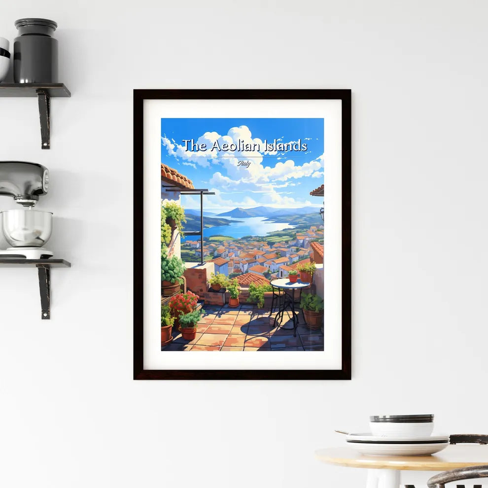 On the roofs of The Aeolian Islands, Italy - Art print of a view of a city from a balcony Custom Print