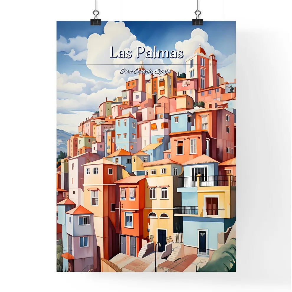 Las Palmas de Gran Canaria, Spain - Art print of a colorful city with many windows Poster