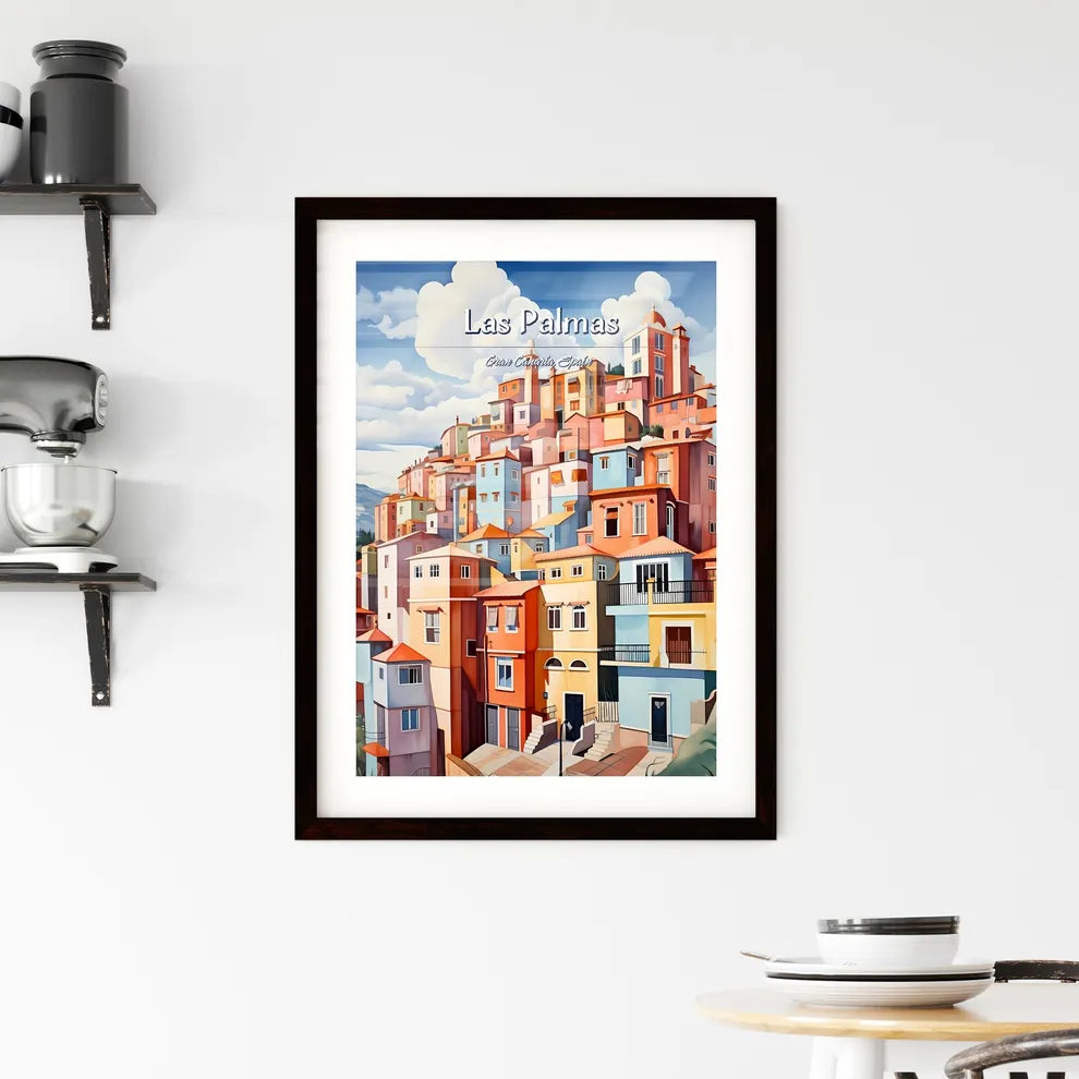 Las Palmas de Gran Canaria, Spain - Art print of a colorful city with many windows Custom Print