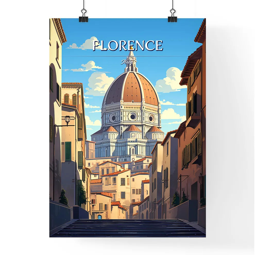 Florence, Italy - Art print of a building with a dome in the middle of a city Poster
