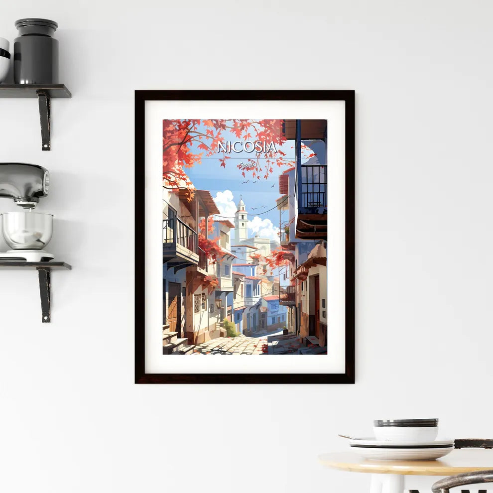 Nicosia, Cyprus - Art print of a street with buildings and trees Custom Print