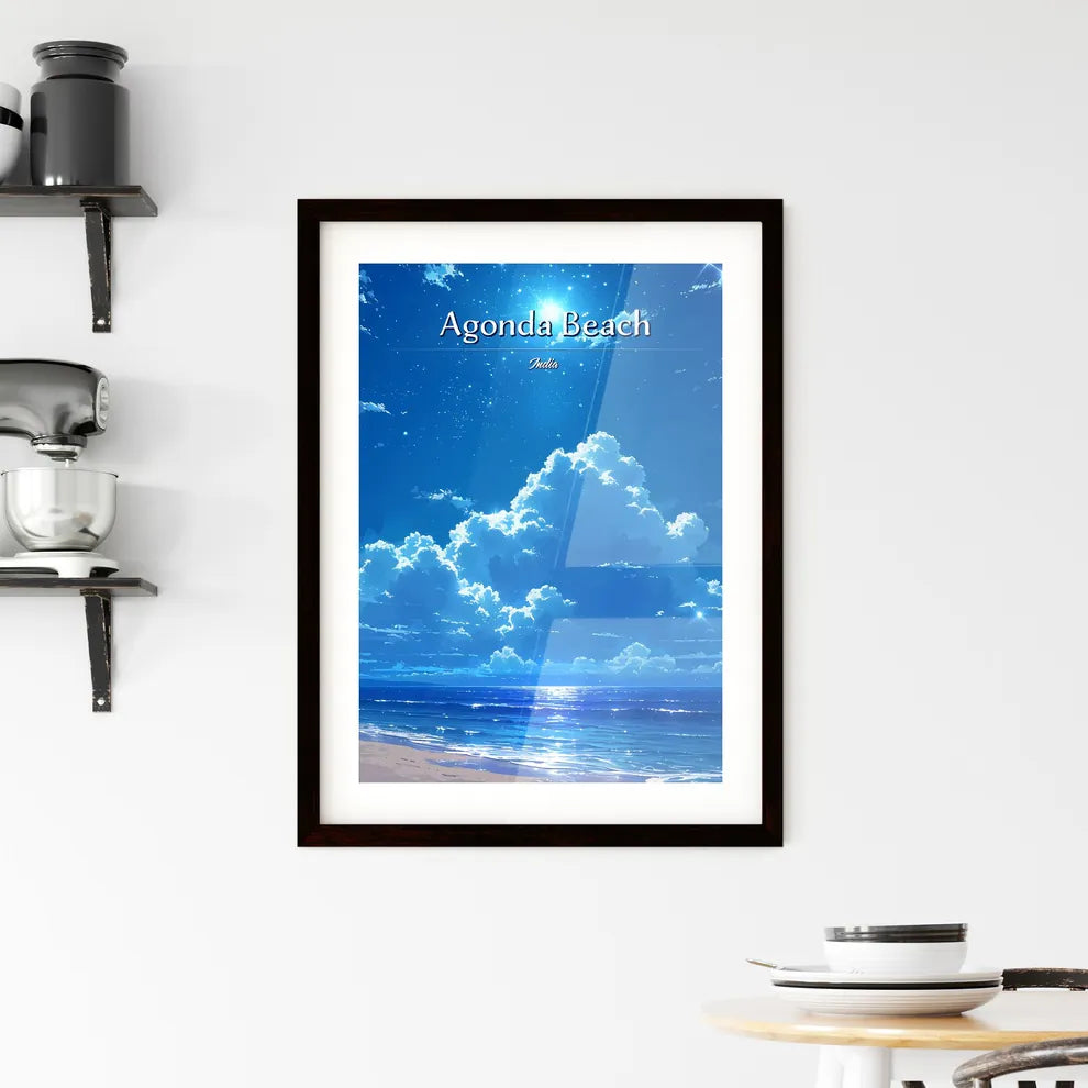 Agonda Beach - Art print of a blue sky w Framed Print