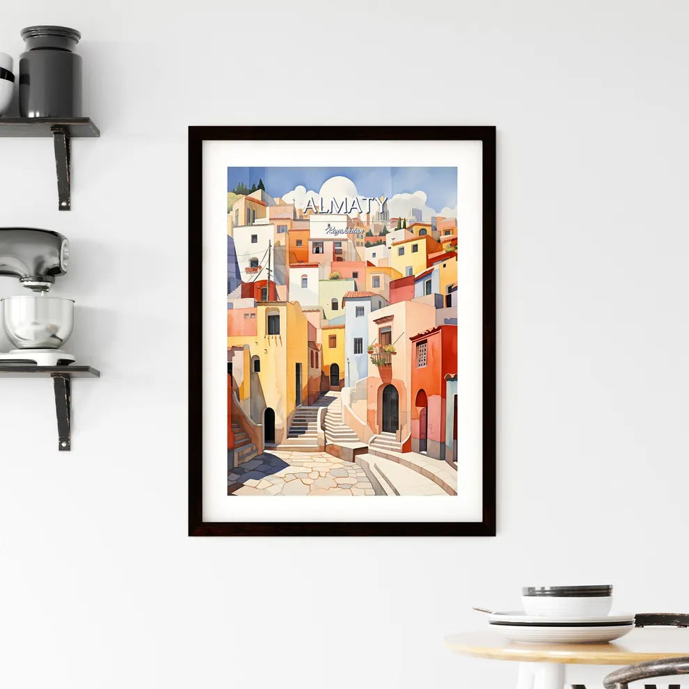 Almaty, Kazakhstan - Art print of a painting of a colorful city Custom Print