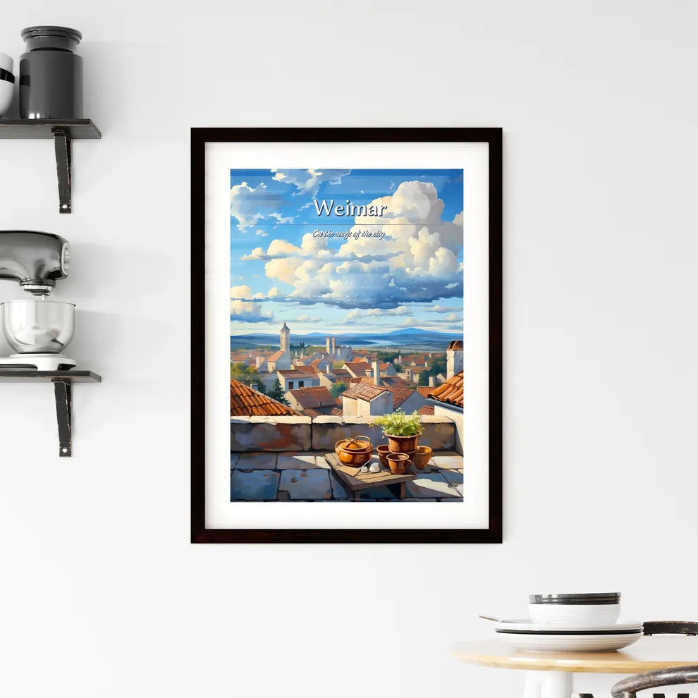 On the roofs of Weimar - Art print of a rooftop view of a town Custom Print