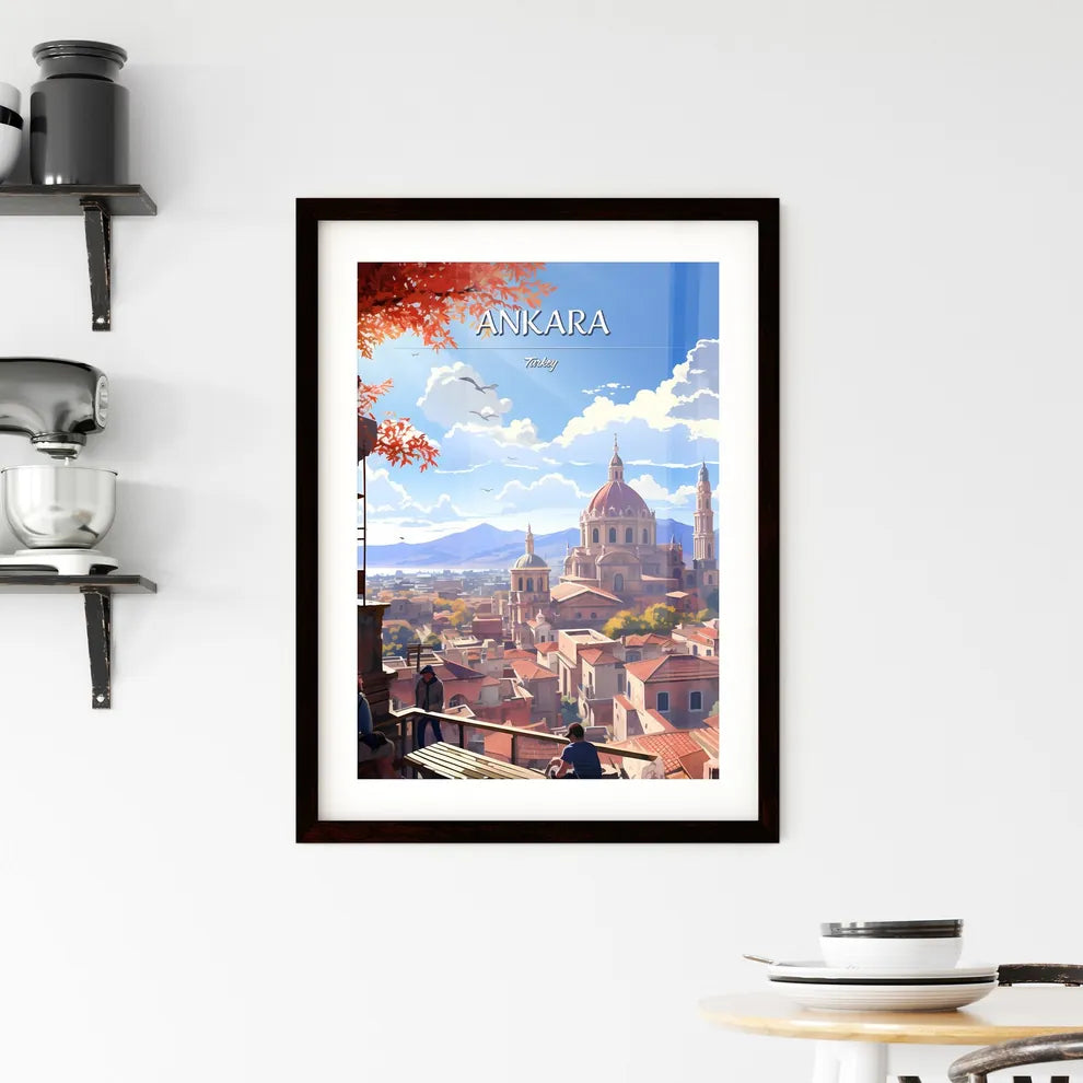 Ankara, Turkey - Art print of a city with a building and mountains in the background Custom Print