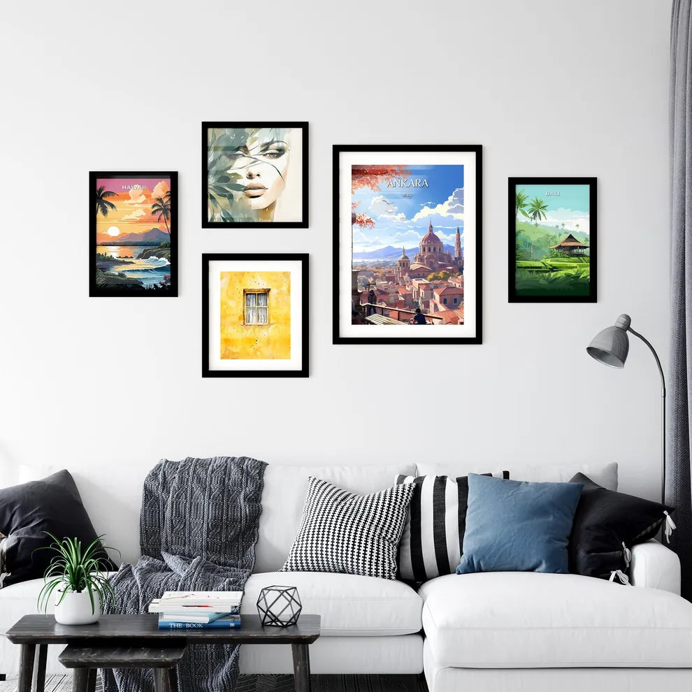 Ankara, Turkey - Art print of a city with a building and mountains in the background Interior Design